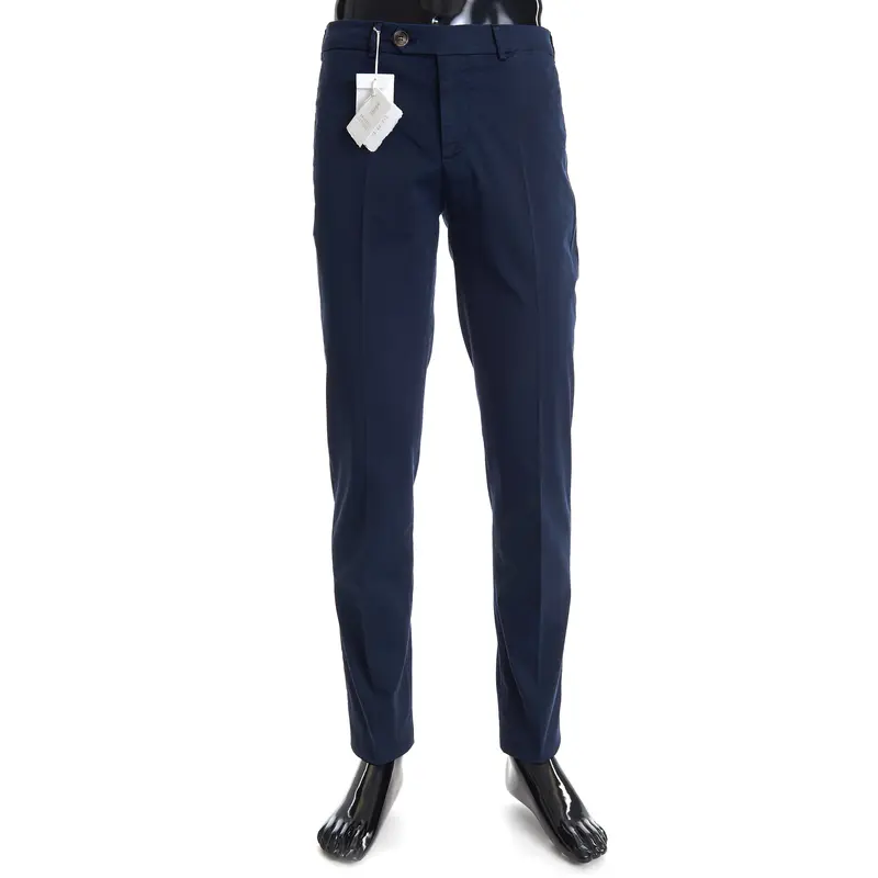 Navy Blue Italian Fit Trousers / Pants - Pima Comfort Cotton Gabardine