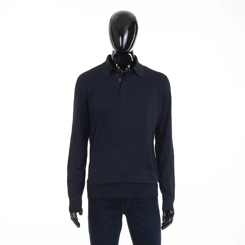 Navy Blue Longsleeve Polo Shirt - 3btn, Eagle Head Accessory