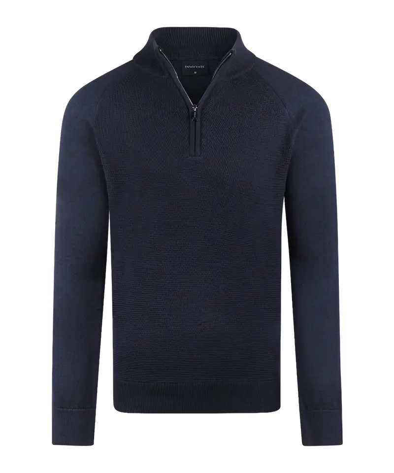Navy half-zip met structuur