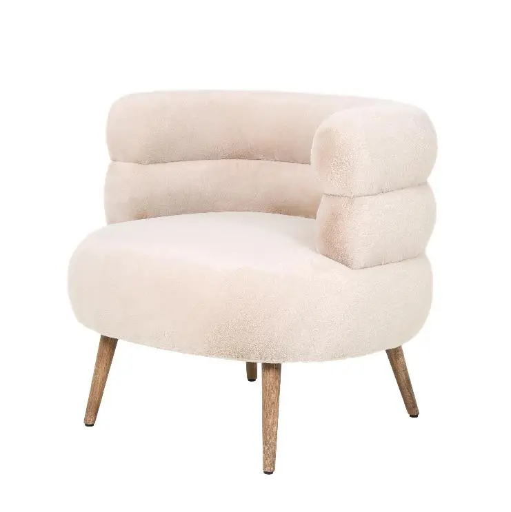 Nelly Beige Fabric Fur Fauteuil PTMD