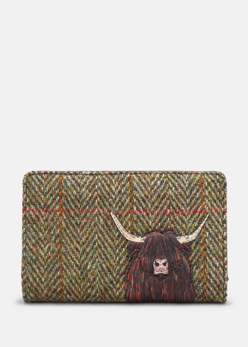 New Disguise Highland Cow Foldover Purse Green Brown