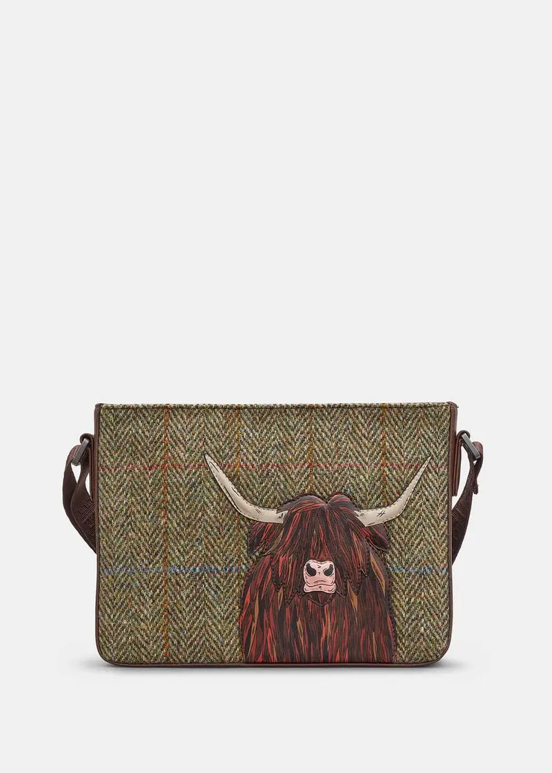 New Disguise Highland Cow Shoulder Bag Green Brown