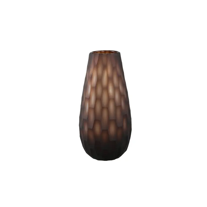 Niels Dark Brown Handcut Solid Glass Vase Round S PTMD