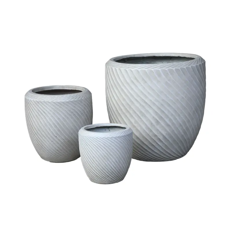 Nikol Beige GRC Wave Pattern Pot Round Low SV3 PTMD