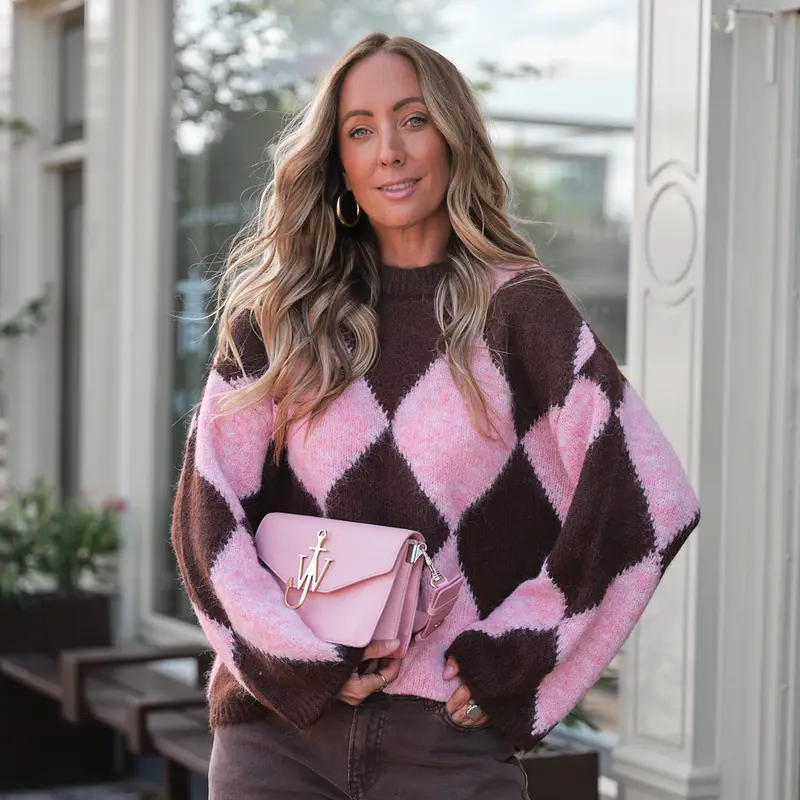 Noisy May argyle checked knit