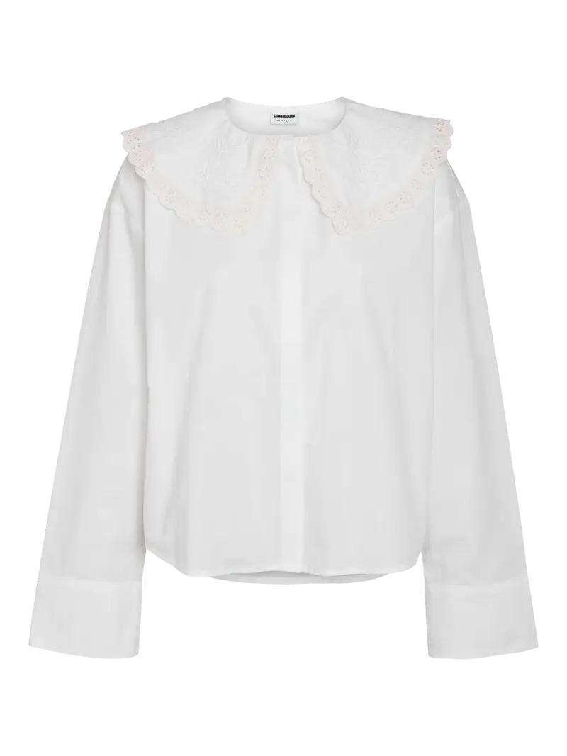 Noisy May Ibiza collar blouse bright white