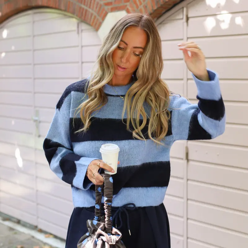 Noisy May Soff neck knit cardigan hydrangea navy