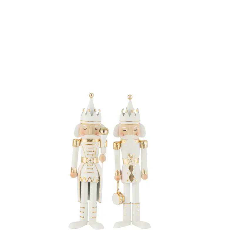 Notenkraker Goud/Wit H36.5cm Set van 2 J-Line