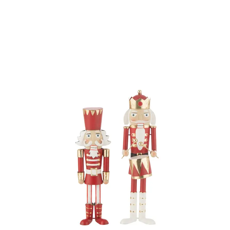 Notenkrakers Metaal Rood/Goud Set Van 2 H43cm J-Line