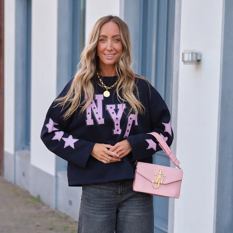 NYC stars sweater navy