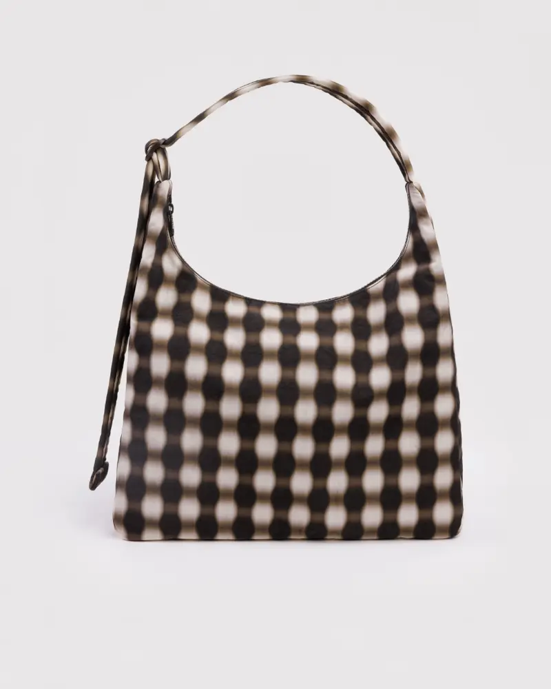 Nylon Shoulder Bag - Blurred Gingham Brown