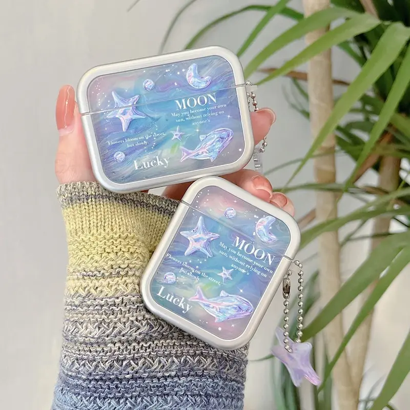 Ocean Theme AirPods Case Cover Wth Charm Strap