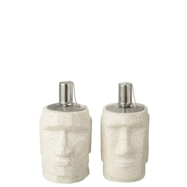 Olielamp Moai Cement Grijs Set van 2