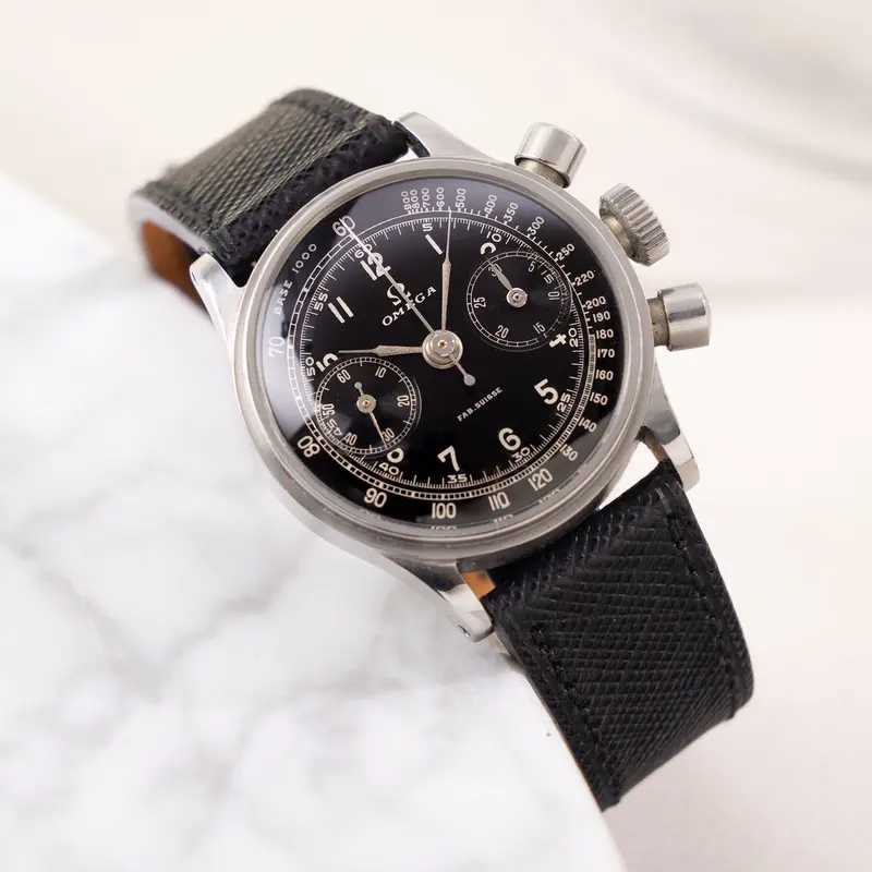 Omega Chronograph 28.9 Movement Screw-down Case Black Dial