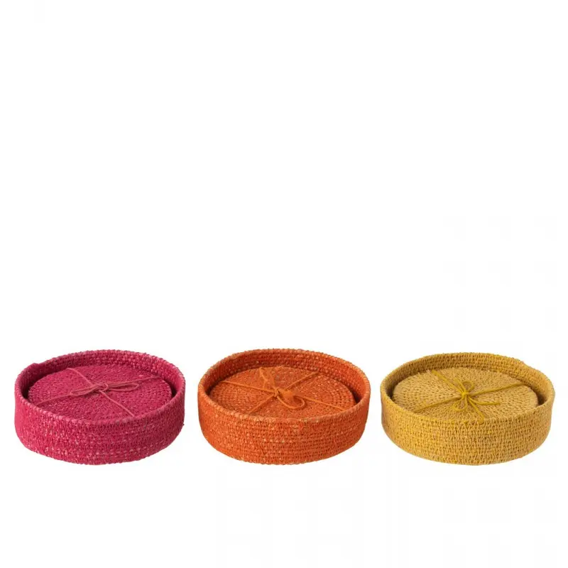 Onderlegger 6 Stuks Zeegras Roze/Orange/Geel Assortiment Of 3