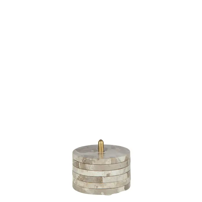 Onderzetter+Voet Rond Marmer Beige Set van 5