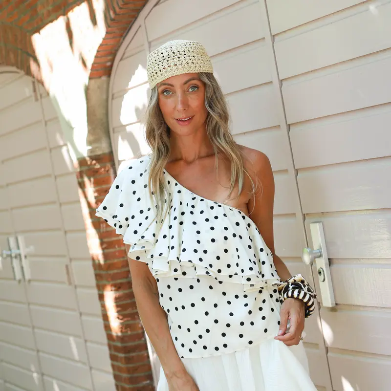 One Shoulder Polkadot Top