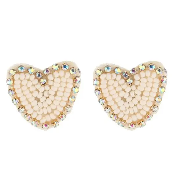 Oorbellen Beads Hart crème
