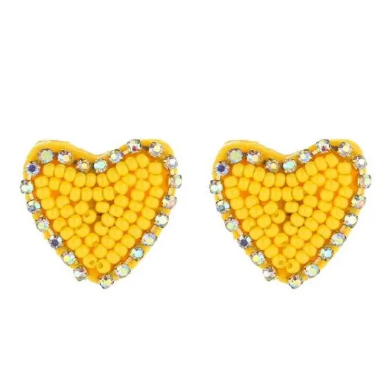 Oorbellen Beads Hart geel