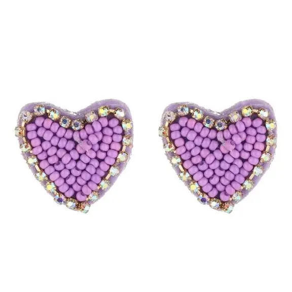 Oorbellen Beads Hart lila
