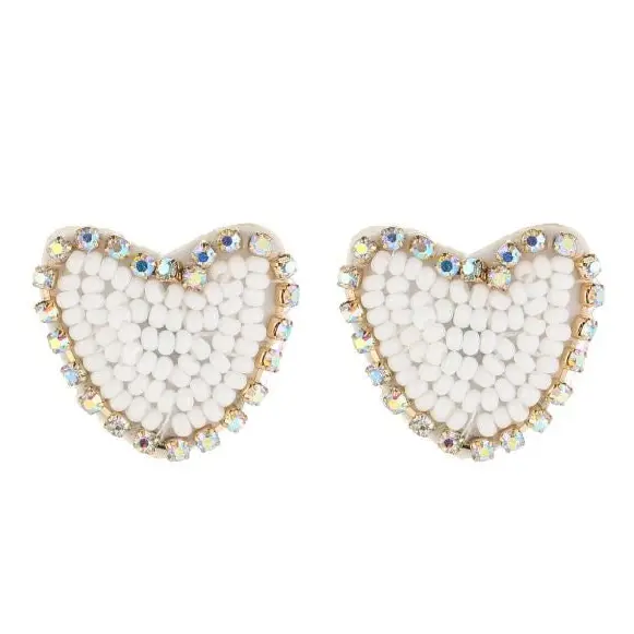Oorbellen Beads Hart wit