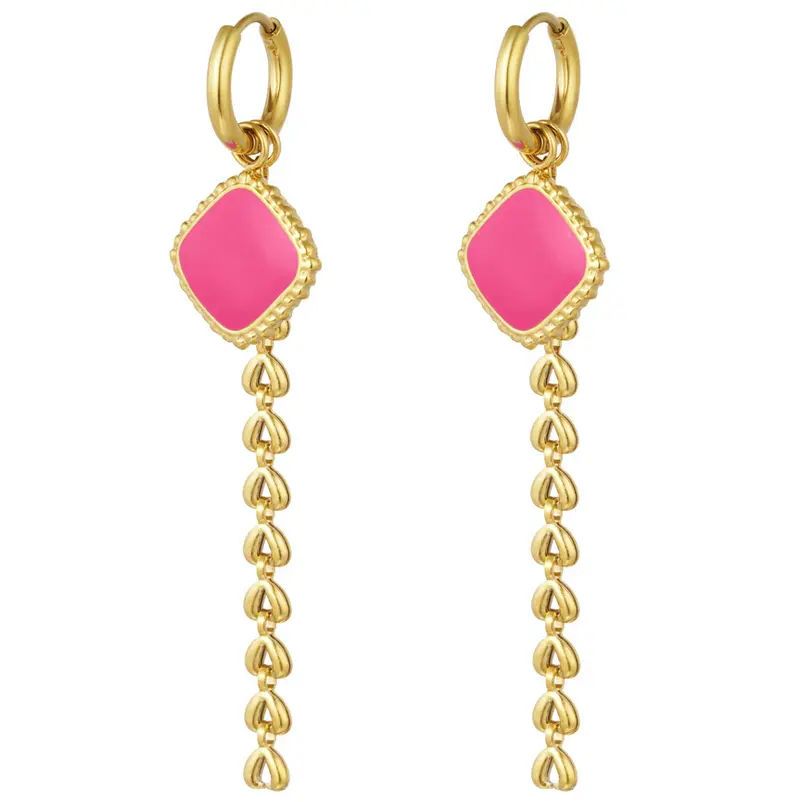 Oorbellen Bedel Jargon kleurrijk goud roze