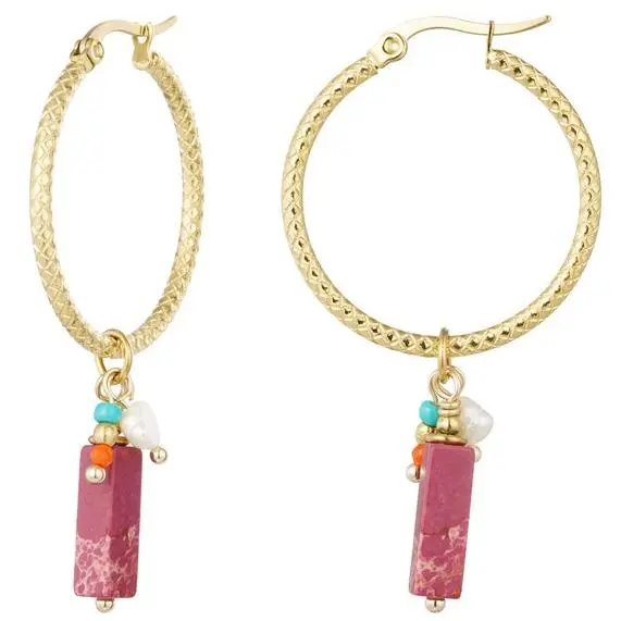 Oorbellen Bedel Party goud roze