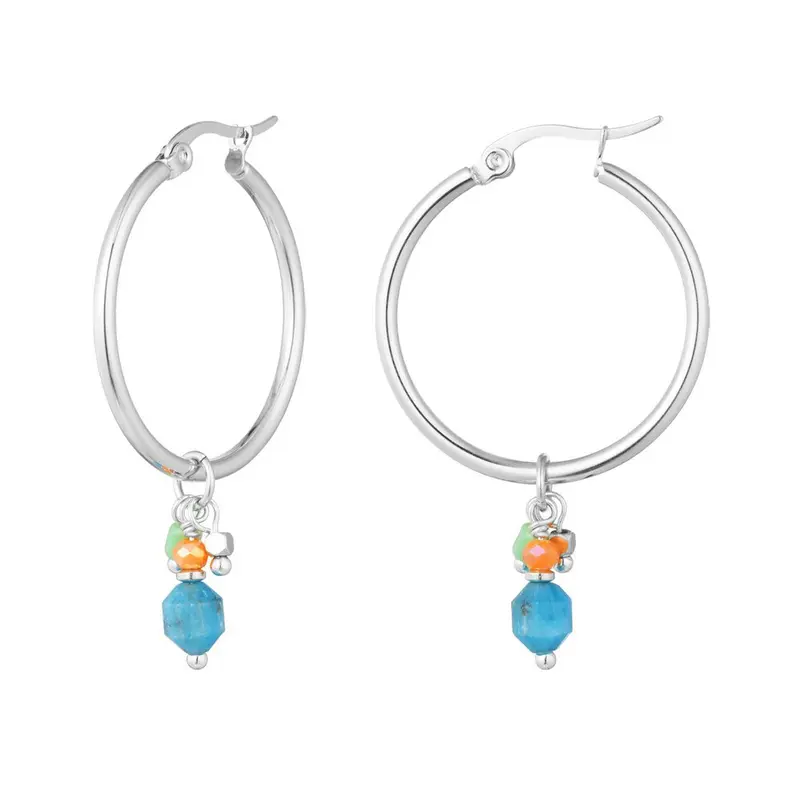 Oorbellen Bedel Party zilver blauw