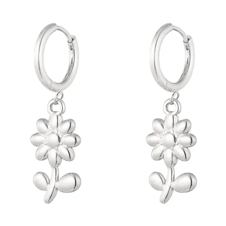 Oorbellen Bloem Bedels zilver