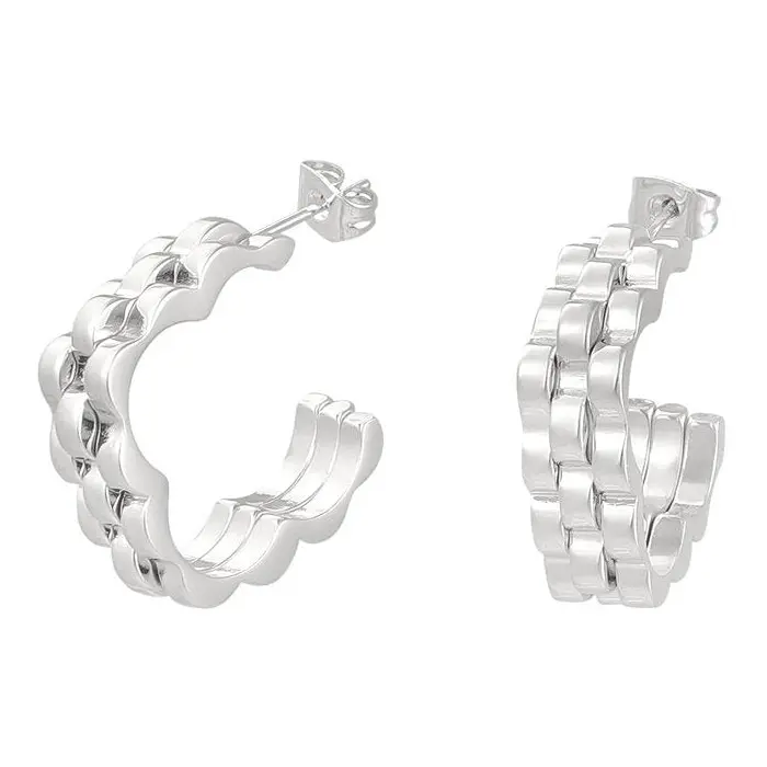Oorbellen Bloem Schakel zilver
