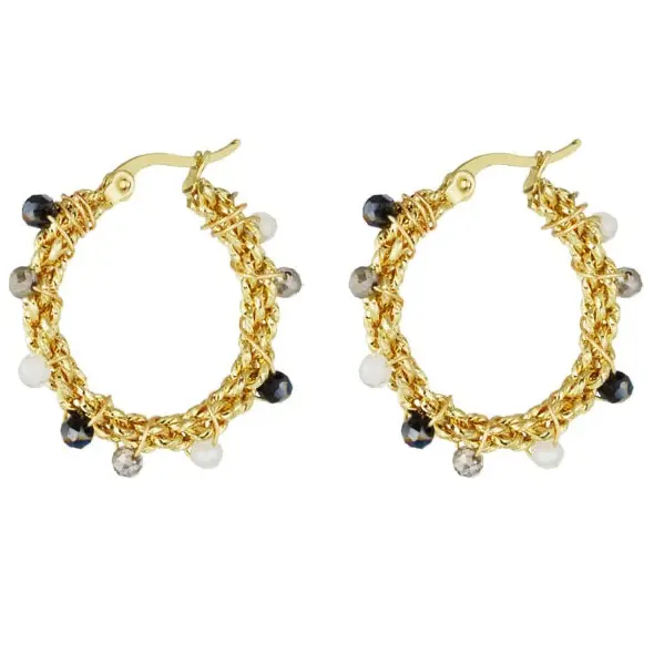Oorbellen Bright Bead goud zwart