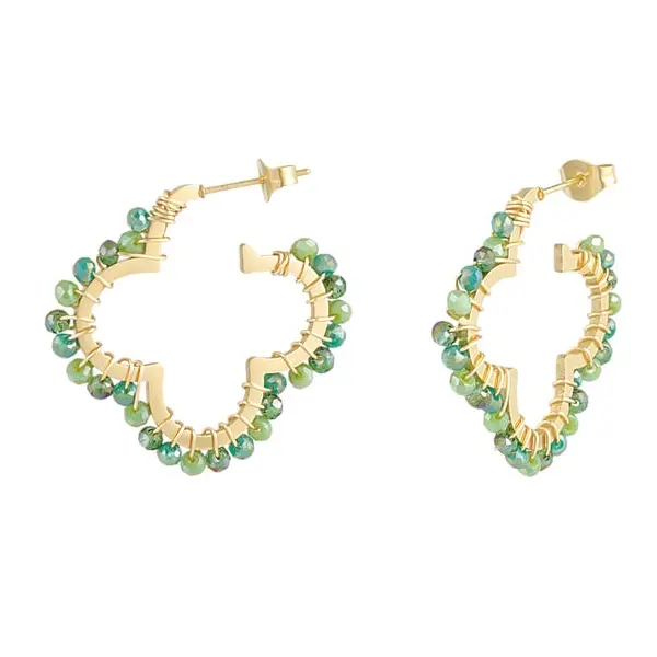 Oorbellen Clover Beads goud groen