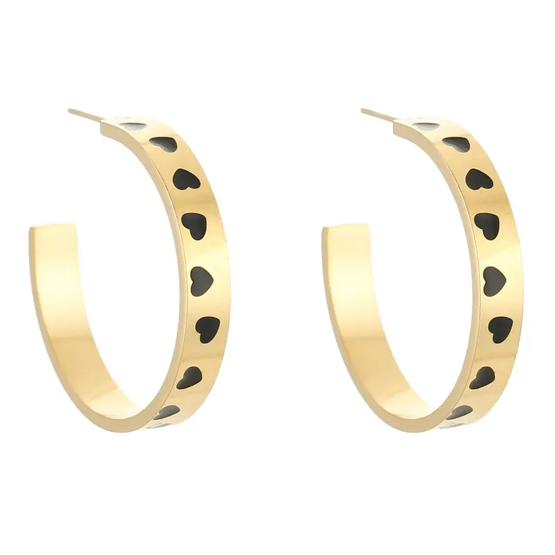 Oorbellen Colourfull Love Hoops goud zwart