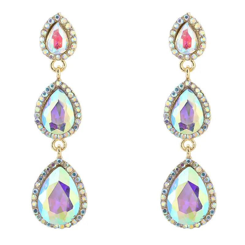 Oorbellen Crystal Party Triple goud multi