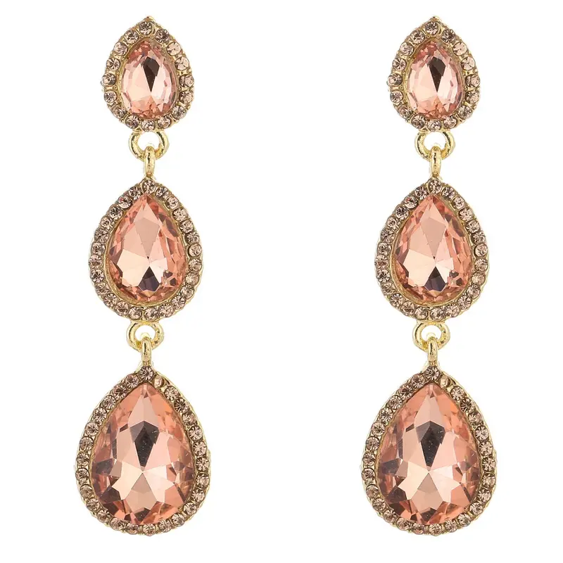 Oorbellen Crystal Party Triple goud roze