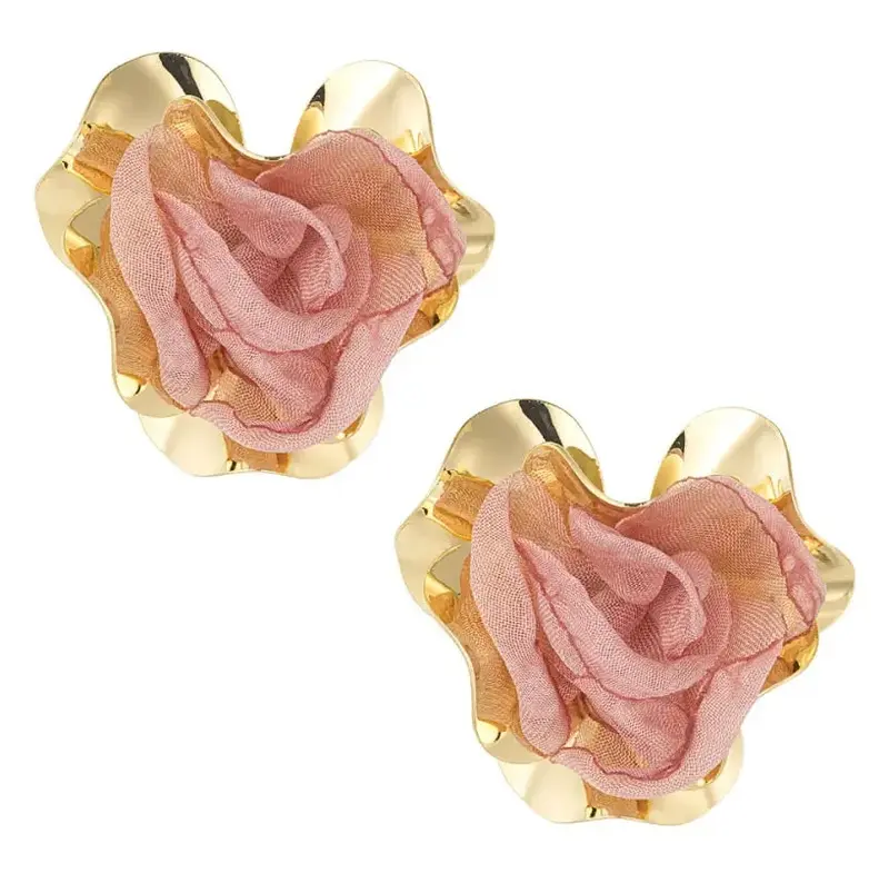 Oorbellen Donker Statement goud roze