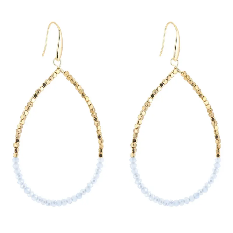 Oorbellen Druppel Double goud blauw