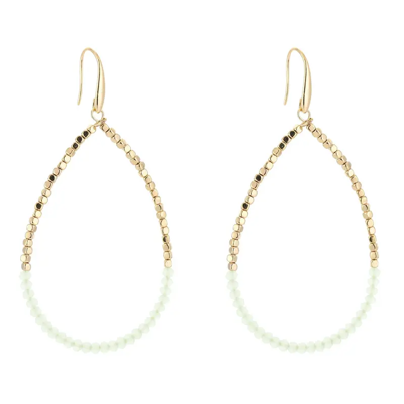 Oorbellen Druppel Double goud groen