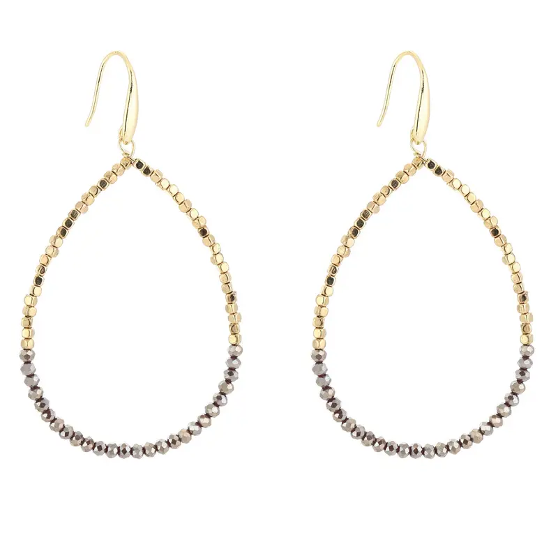 Oorbellen Druppel Double goud paars
