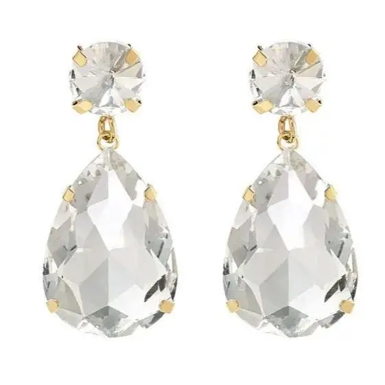 Oorbellen Druppel Glaskraal wit