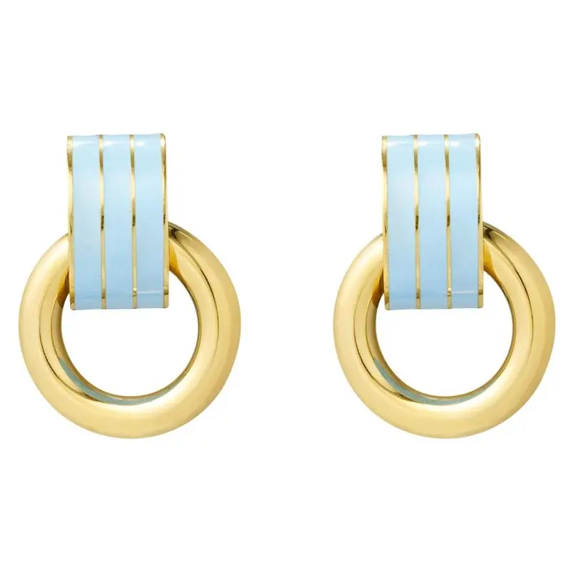 Oorbellen Dubbel goud blauw