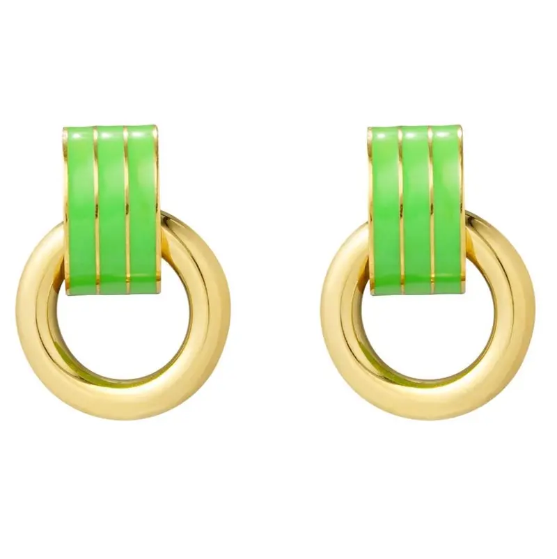 Oorbellen Dubbel goud groen