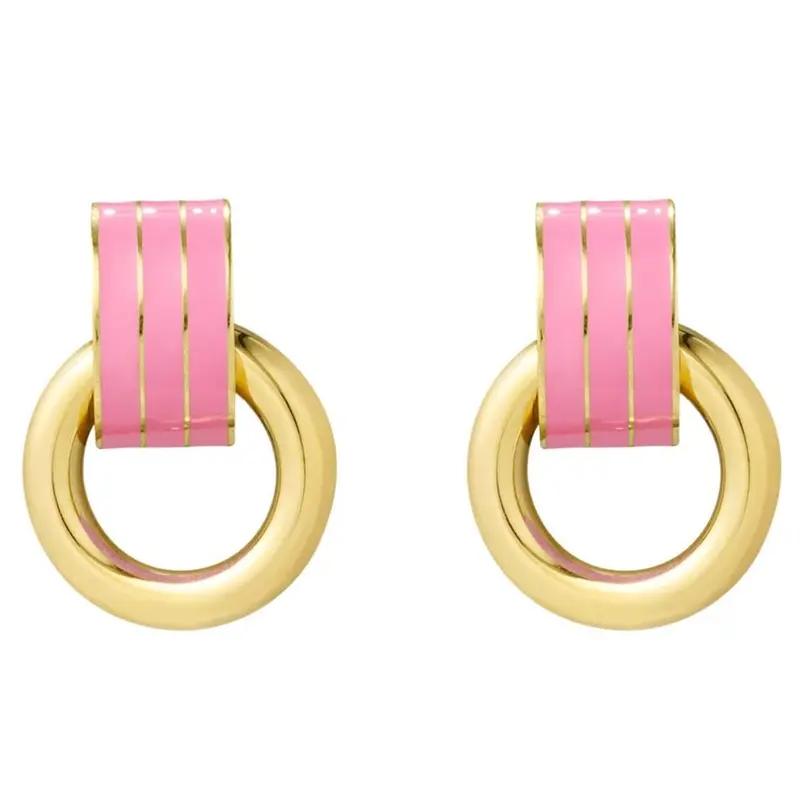 Oorbellen Dubbel goud roze