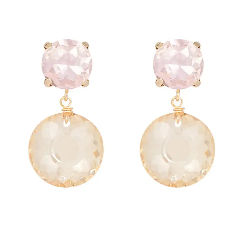 Oorbellen Dubbele Diamanten goud roze