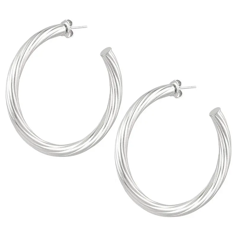 Oorbellen Gedraaide Streep zilver