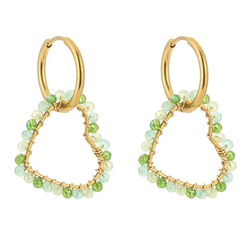 Oorbellen Handmade Love goud mint