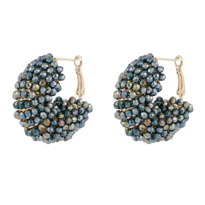 Oorbellen Happy Beads goud donkerblauw