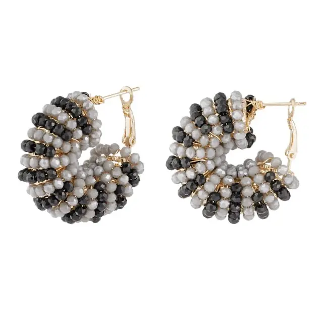 Oorbellen Happy Beads goud zwart grijs