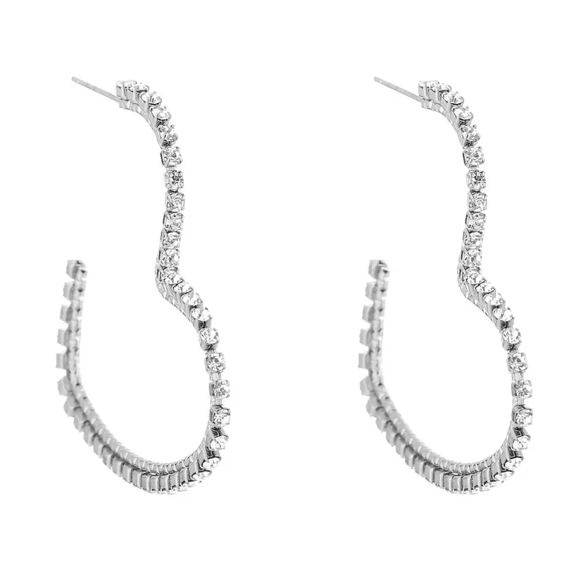 Oorbellen Hart Strass zilver