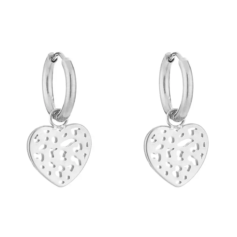 Oorbellen Hartje Luipaard zilver